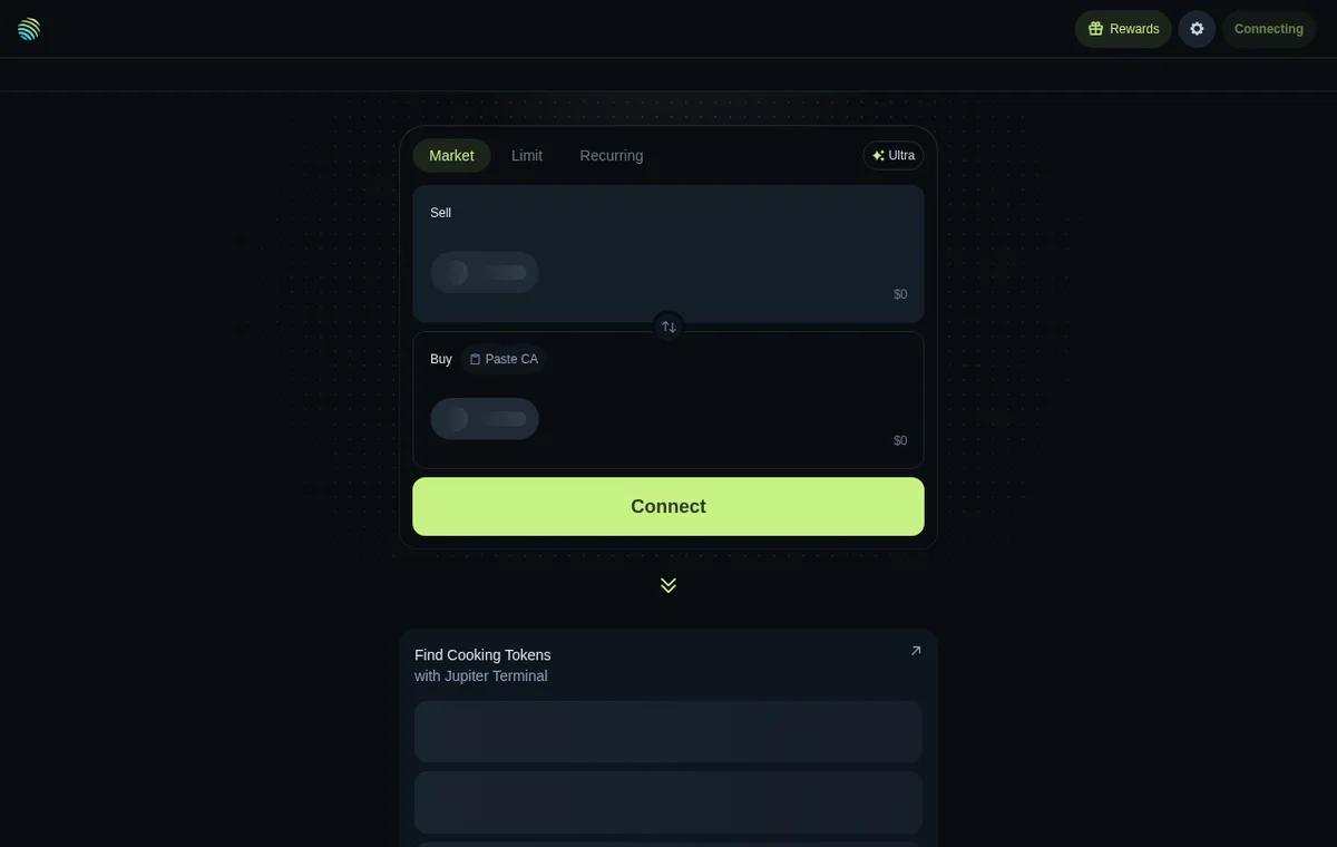 Jupiter Terminal — официальный интерфейс, верхняя часть
