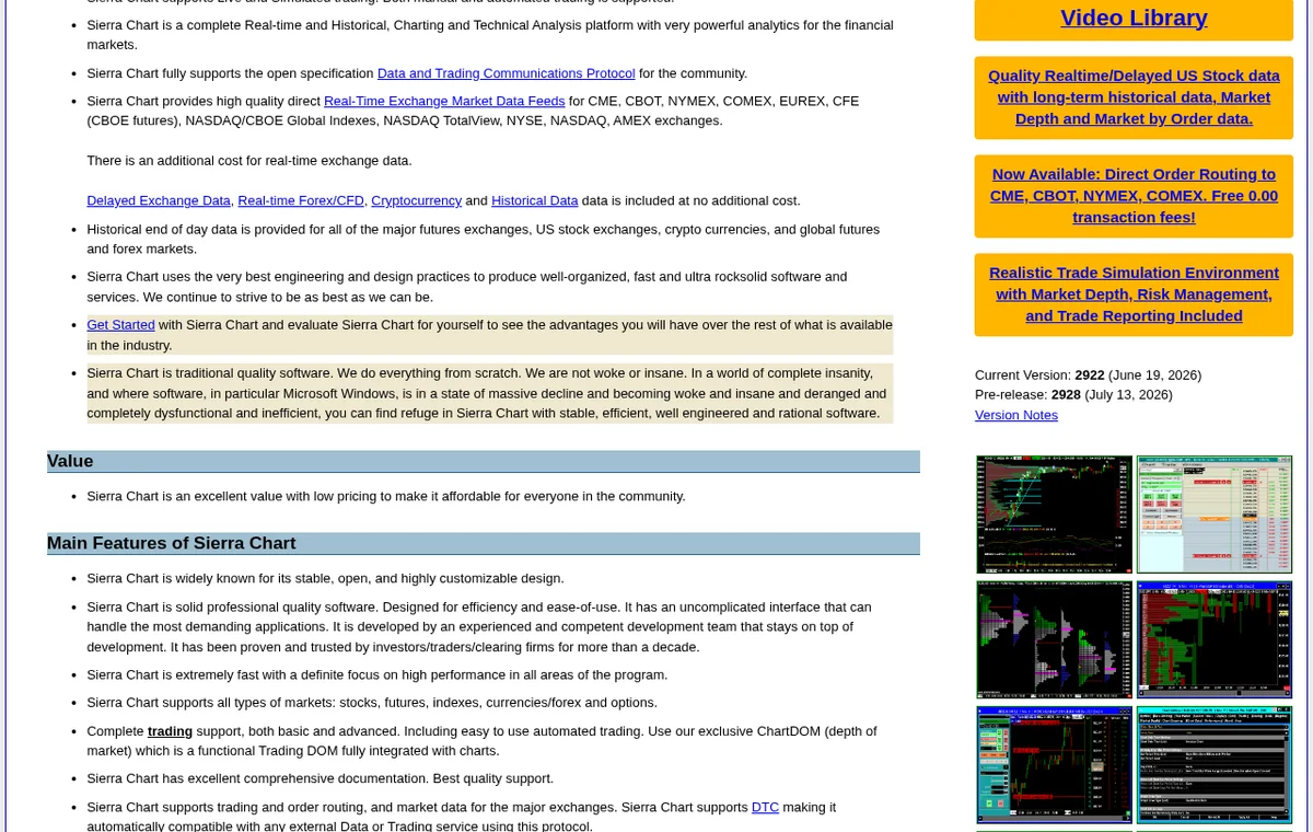 Sierra Chart — официальный интерфейс, продолжение страницы